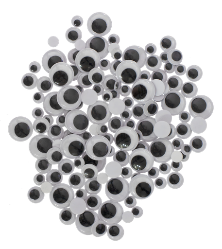 [81886] ROUND ADHESIVE MOVING EYES, 150 PCS