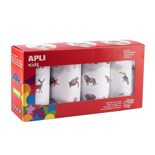 [829952] GOMMETTES ADHÉSIVES ANIMAUX, 4 ROULEAUX