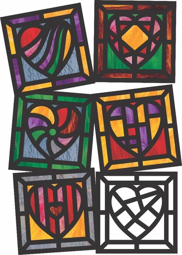 [99015] GLAS-IN-LOOD "HARTEN", SET VAN 24
