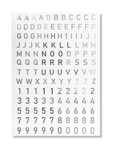[847802] ALFABET- EN NUMMERSTICKER, ZILVER