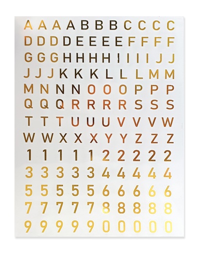 [847807] ALFABET- EN NUMMERSTICKER, GOUD