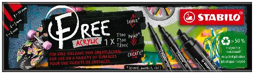 [538706] STABILO FREE ACRYLIC MIX NOIR, SET DE 3