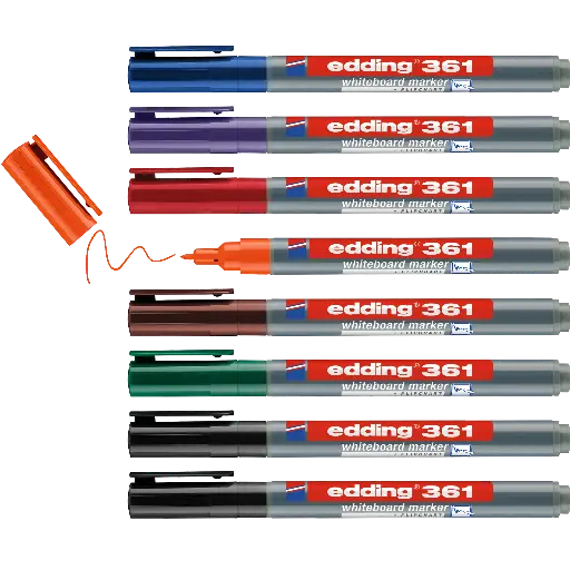 [53972] EDDING 361 MARQUEURS FINS TABLEAU BLANC, ÉTUI DE 8 ASS.