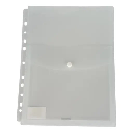 [35261] POCHETTE PERFORÉE TRANSPARENTE A4 AVEC PRESSION