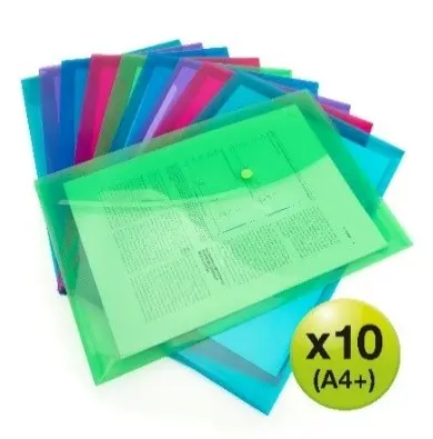 [35262] POCHETTE ENVELOPPE TRANPARENTE A4 AVEC BOUTON PRESSION