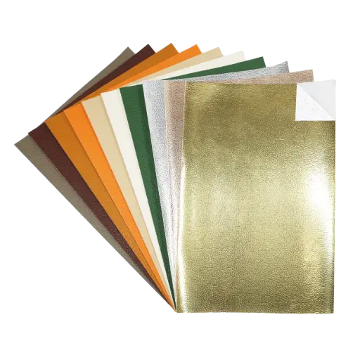 [2351] FEUILLES SIMILI CUIR ADHÉSIF "FOREST SHADES", 10 FEUILLES
