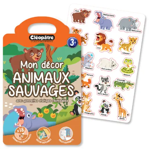 [82962] MON DÉCOR ANIMAUX SAUVAGES avec gommettes statiques réutilisables