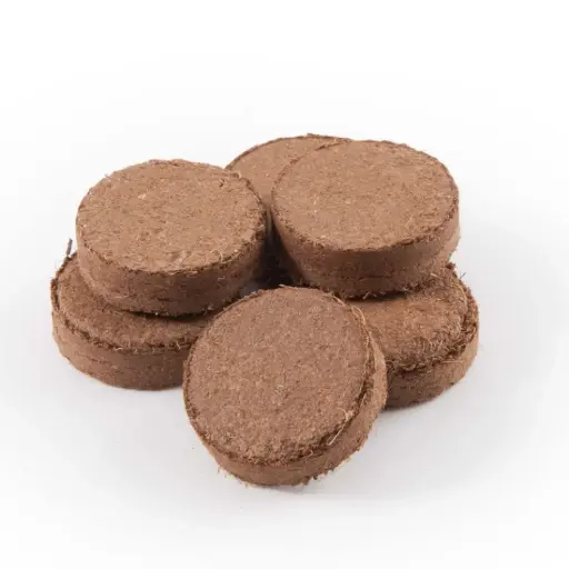 [26845] PLAQUETTES DE TERRE DE COCO DÉSHYDRATÉES, 100 PIÈCES
