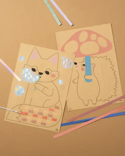[2379] PAPIER DE TISSAGE ANIMAUX DE LA FORÊT, LE SET CRÉATIF