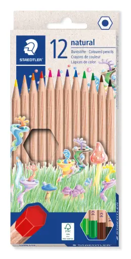 [52401] CRAYONS DE COULEURS NORIS NATURAL , ÉTUI DE 12 