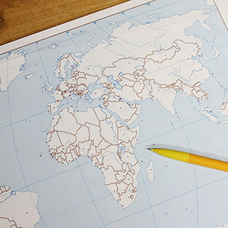 [6045] BLANK MAP OF THE WORLD / BLOCK OF 50