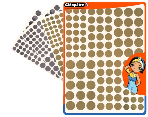 [82974] ROUND GOLD/AG METAL ADHESIVE STICKERS, 8 SHEETS