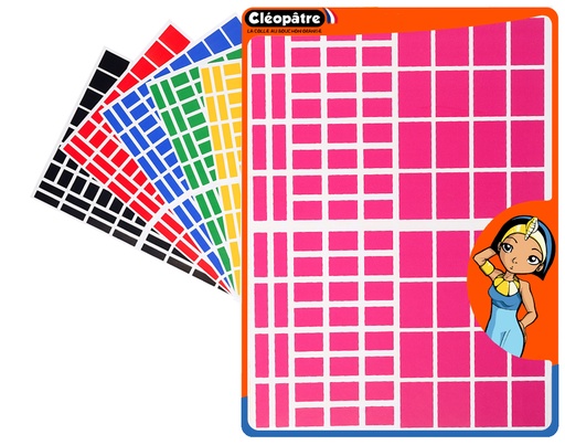 [82993] RECHTHOEKIGE ZELFKLEVENDE STICKERS, 18 VELLEN