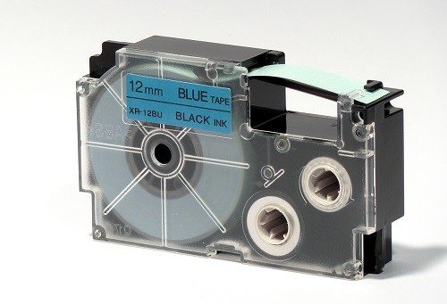 [KL1205] 12MM BLACK ON BLUE LABEL TAPE