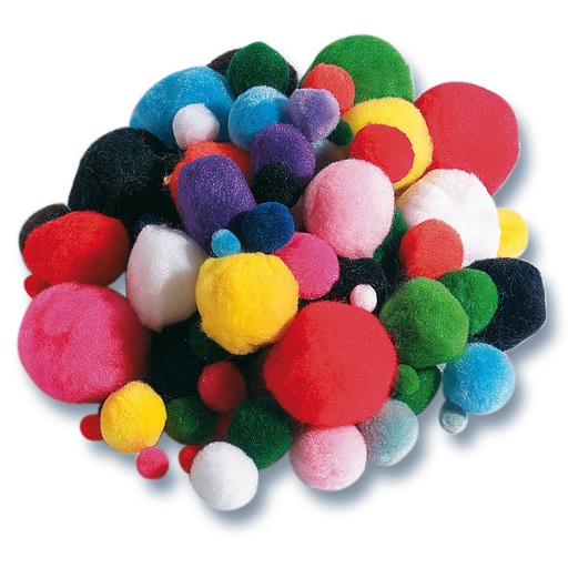 [827701] BRIGHT COLOURED POMPOMS, PACK OF 300