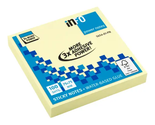 [1057] BLOC POWER STICKY NOTES 76X76 JAUNE, LA PIECE
