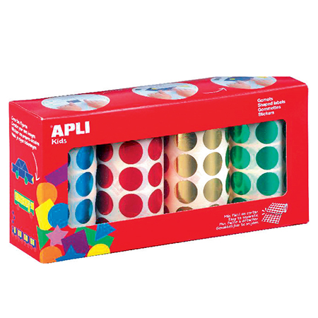 [82980] RONDE METALEN ZELFKLEVENDE STICKERS, 4 ROLLEN