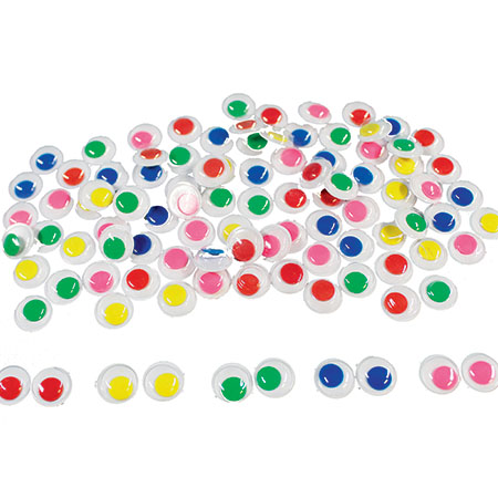 [818101] YEUX MOBILES ADHÉSIFS COLORÉS, 100 PIÈCES