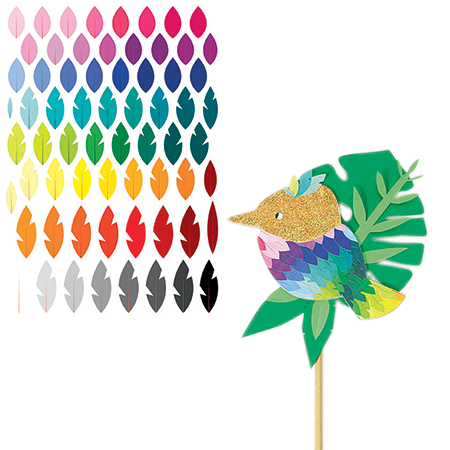 [82982] GOMMETTES ADHÉSIVES PLUMES ET FEUILLES, 1320 GOMMETTES