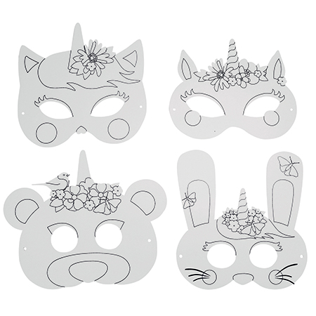 [8586] MASQUES LICORNES, LOT DE 4