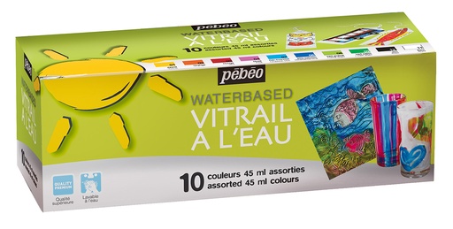 [5080] PEINTURE VITRAIL A L'EAU, 10 COULEURS