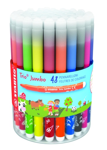 [53756] STABILO TRIO JUMBO MARKERS, POT OF 48