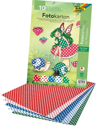 [2096] POLKA DOT CARDBOARD 25X35CM, 10 ASSORTED SHEETS.