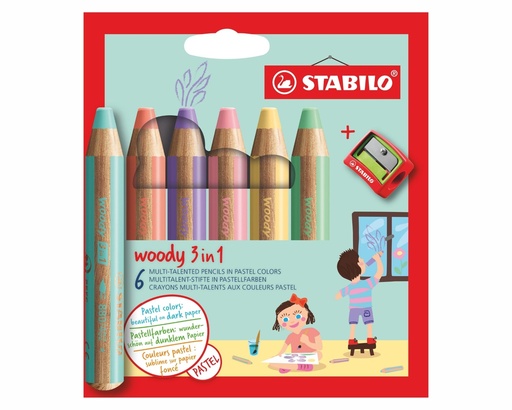 [5274] WOODY 'PASTEL', BOX OF 6