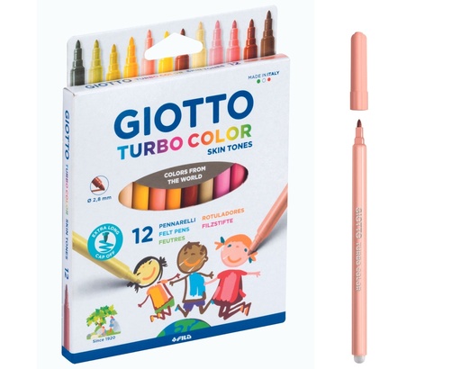 [53492] TURBO COLOR „HAUTTÖNE – MULTIKULTURELL“ MARKER, BOX MIT 12 STÜCKEN